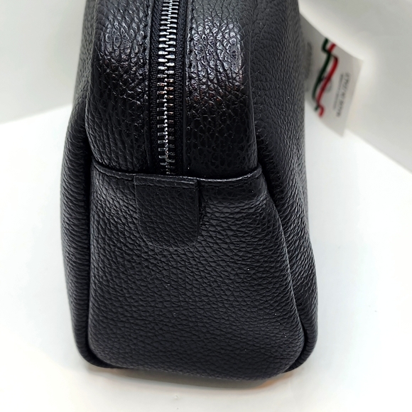 MASSEI, GENUINE LEATHER, MADE IN ITALY, MEN’S TOILETRY BAG, HAND MADE BLACK - Picture 7 of 16